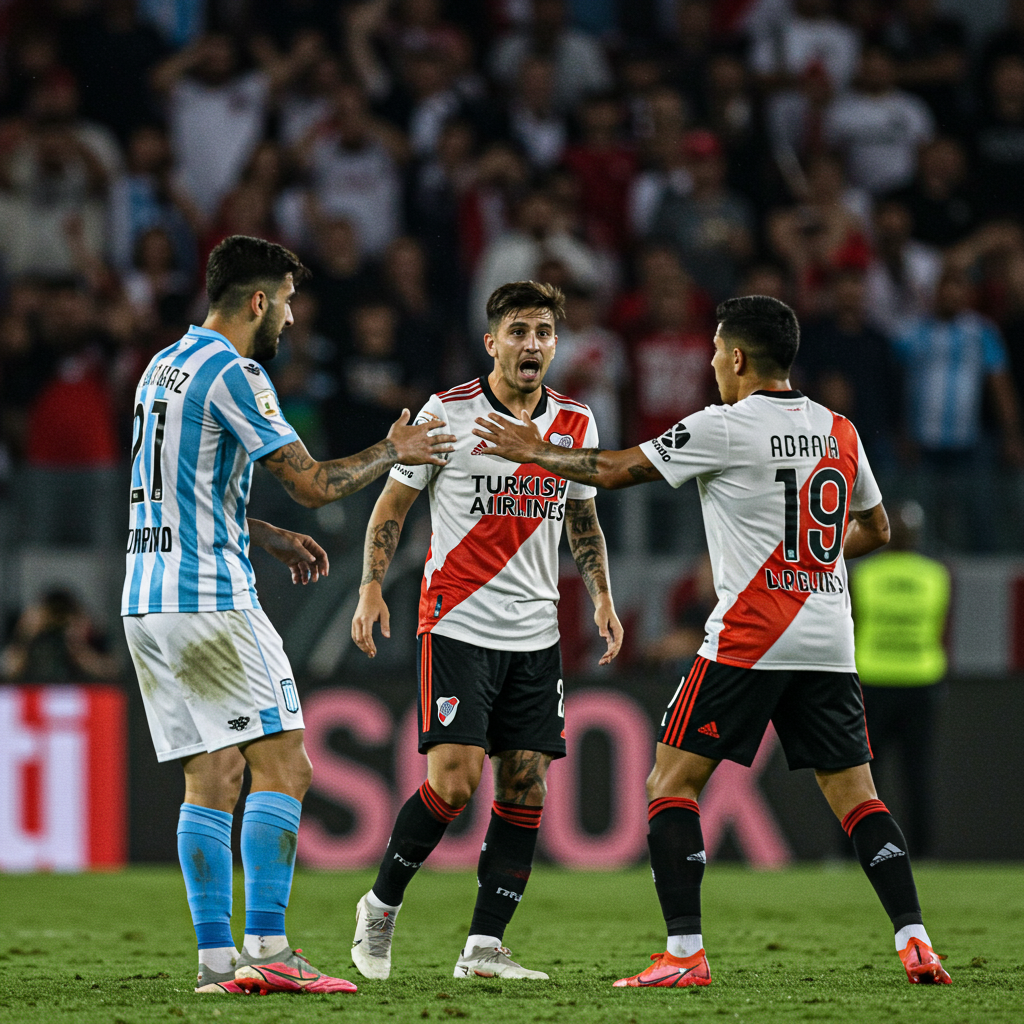 Incidentes tras River-Racing: Escupitajo a Acuña y Tensión en el Campo